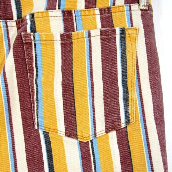 Frame Denim Le Cutoff Shorts Painterly Stripe Yellow Red Size 28 Mid Rise - Picture 5 of 11